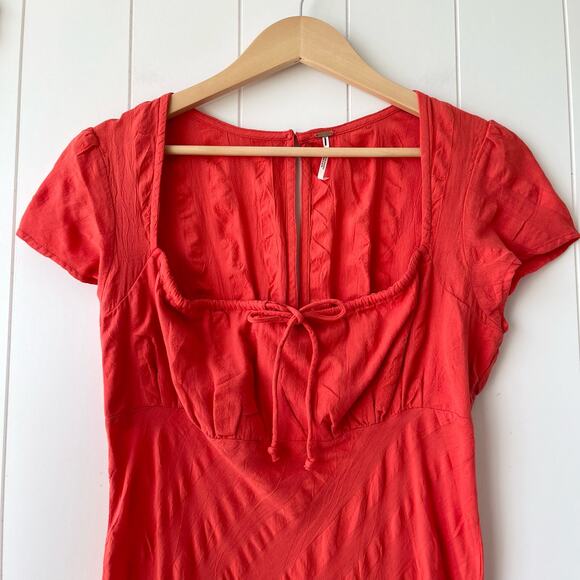 Free People midi dress cotton boho smocked back boho Medium - Picture 7 of 12